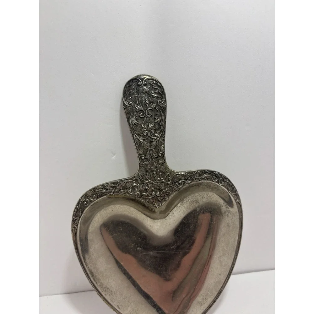 Vintage‎ Victorian Style Silver Plated Floral Heart Candy Trinket Dish Pan Japan